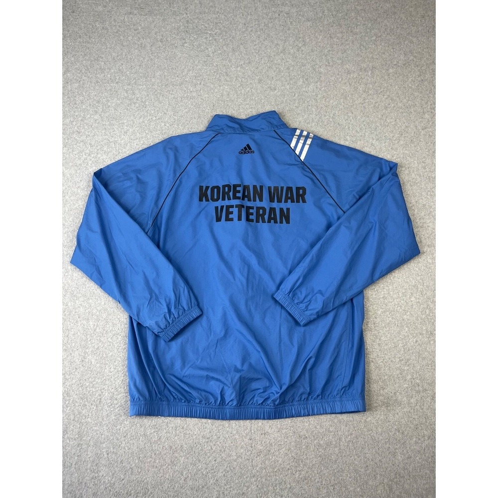 Korean War Veteran Honor Flight Jacket Mens L Blue Full Zip Adidas Lined